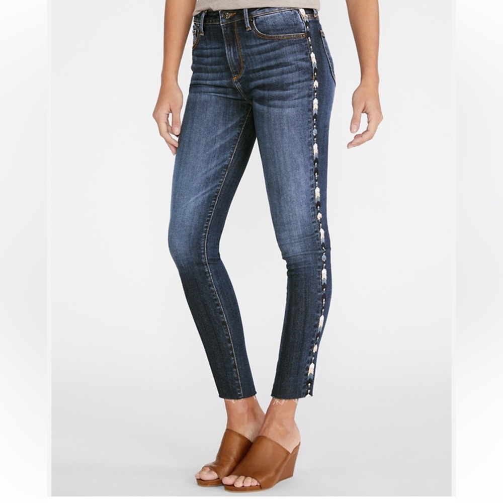 Driftwood Jackie Chevron Embroidered Skinny Jeans sz 26